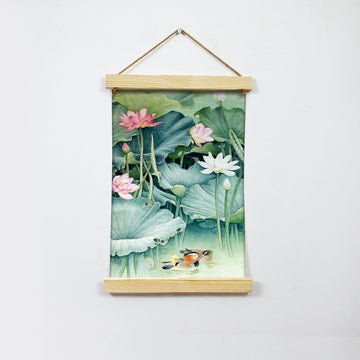 Lotus Garden Hanging Canvas Painting - Meri Deewar - MeriDeewar