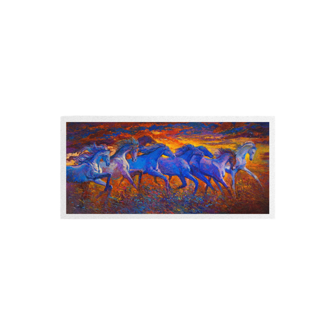 7 Horses Painting-Meri Deewar 3 : 2 Horizontal Premium Wall Art Canvas by MeriDeewar