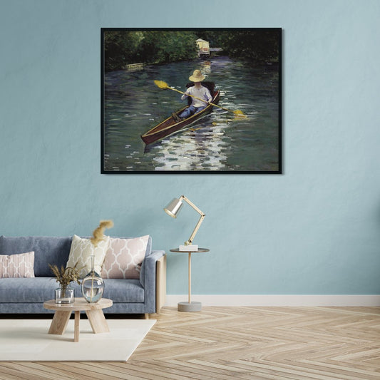 Canoe on the Yerres River Painting - Meri Deewar