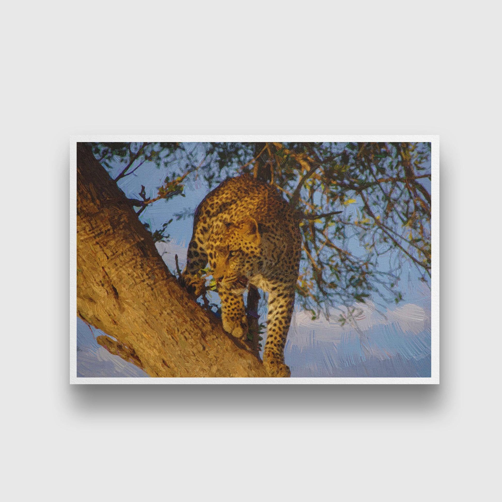 Beautiful leopard on the tree painting - Meri Deewar - MeriDeewar