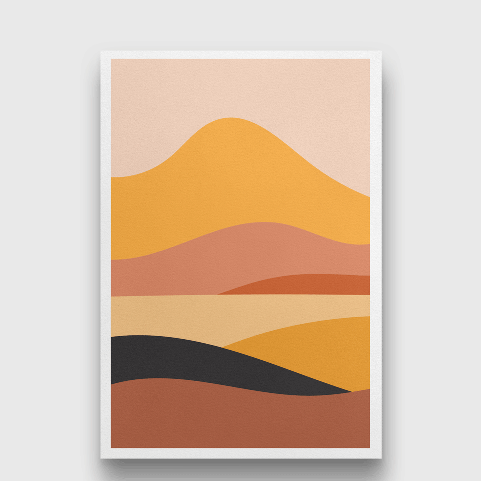 Panorama with mountain cactus boho Painting