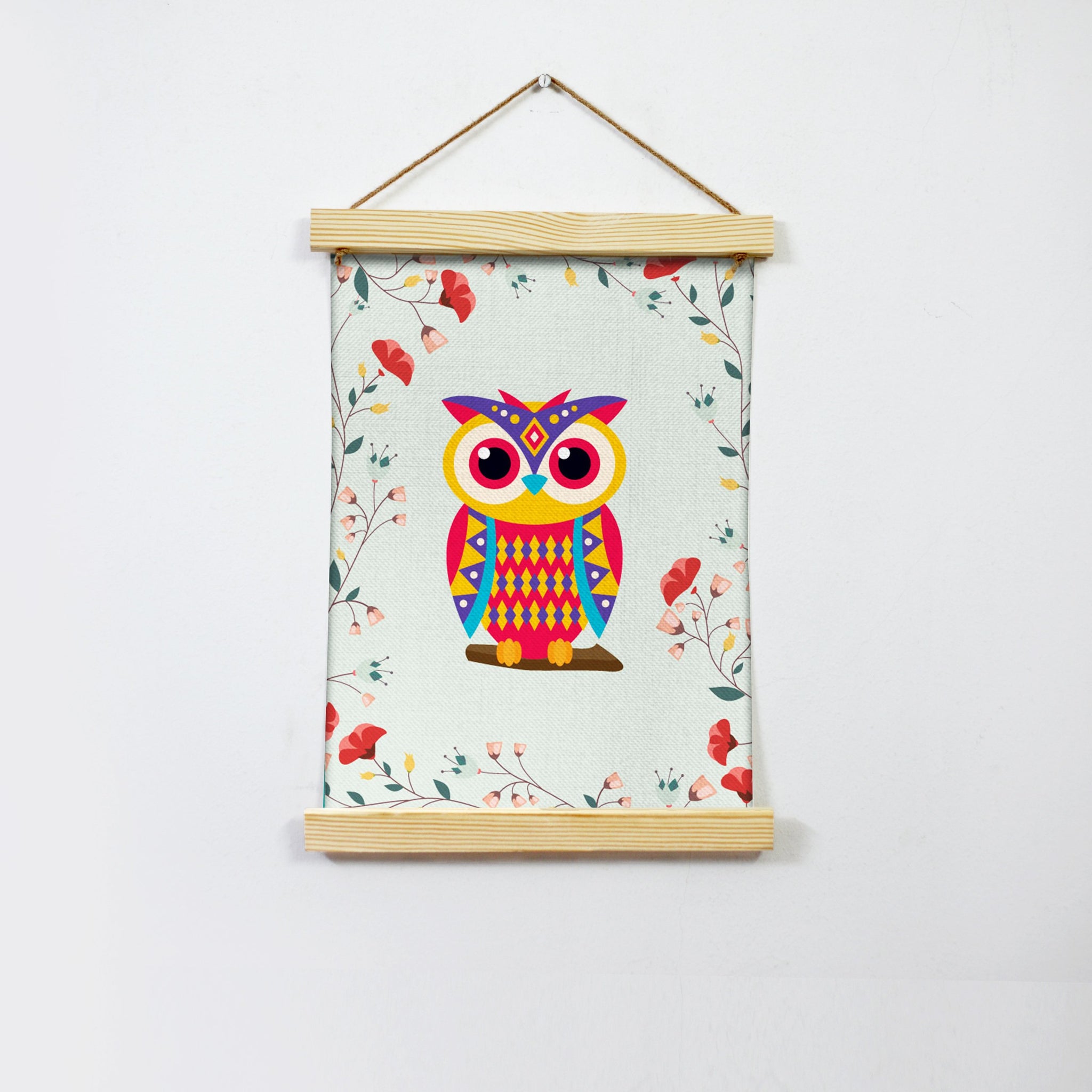 Cute Owl Hanging Canvas Painting - Meri Deewar