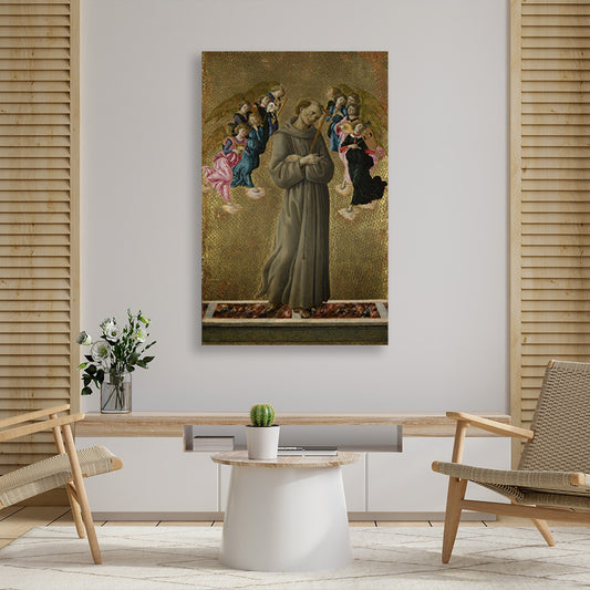 Saint Francis of Assisi with Angels Painting - Meri Deewar - MeriDeewar
