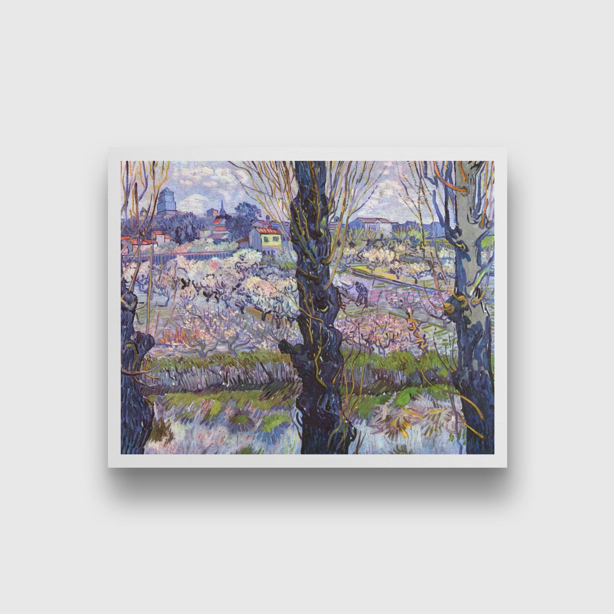 View of Arles, Flowering Orchards (1889) famous landscape painting