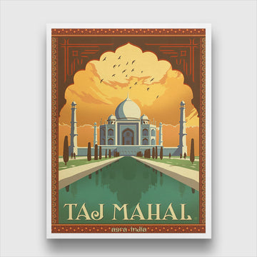 Vintage Taj Mahal Travel Poster Agra India