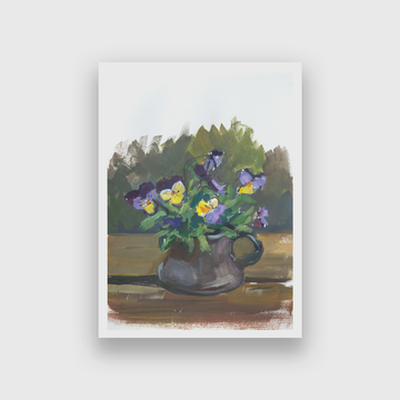 Pansies Flowers Gouache Painting