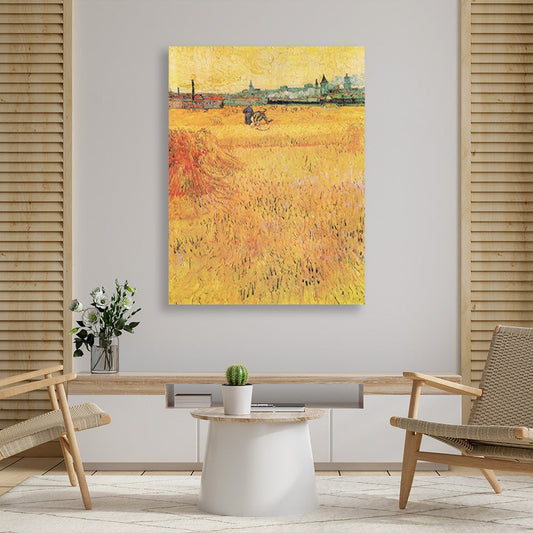 Wheat field with View of Arles (1888) famous landscape painting