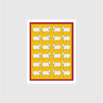 A Beautiful Cow Pichwai Painting- Meri Deewar 3 : 4 Vertical Premium Wall Art Canvas by MeriDeewar