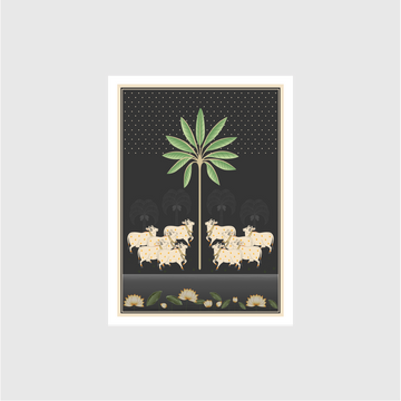 A Beautiful Indian Cow Pichwai Rajasthani Art Painting - Meri Deewar 3 : 4.2 Vertical Premium Wall Art Canvas by MeriDeewar