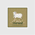 A Beautiful Indian White Cow Painting - Meri Deewar 1 : 1 Square Premium Wall Art Canvas by MeriDeewar