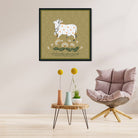 A Beautiful Indian White Cow Painting - Meri Deewar 1 : 1 Square Premium Wall Art Canvas by MeriDeewar