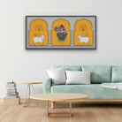 A Beautiful Shreenathji Pichwai Artwork with White Cow for Temple Room Painting 2 : 1 Horizontal Premium Wall Art Canvas by MeriDeewar