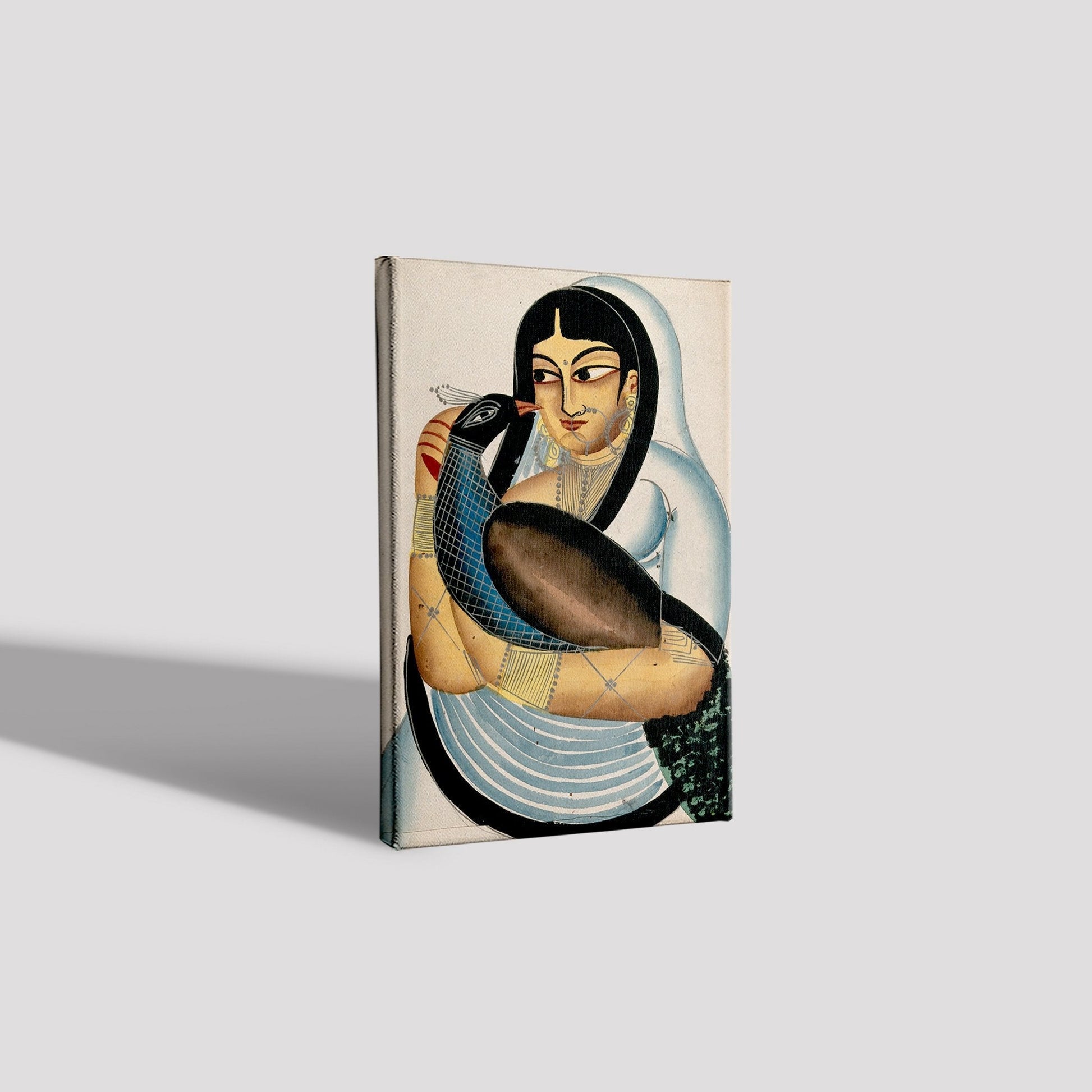 A-courtesan-carrying-a-peacock Painting-Meri Deewar 2 : 3 Vertical Premium Wall Art Canvas by MeriDeewar