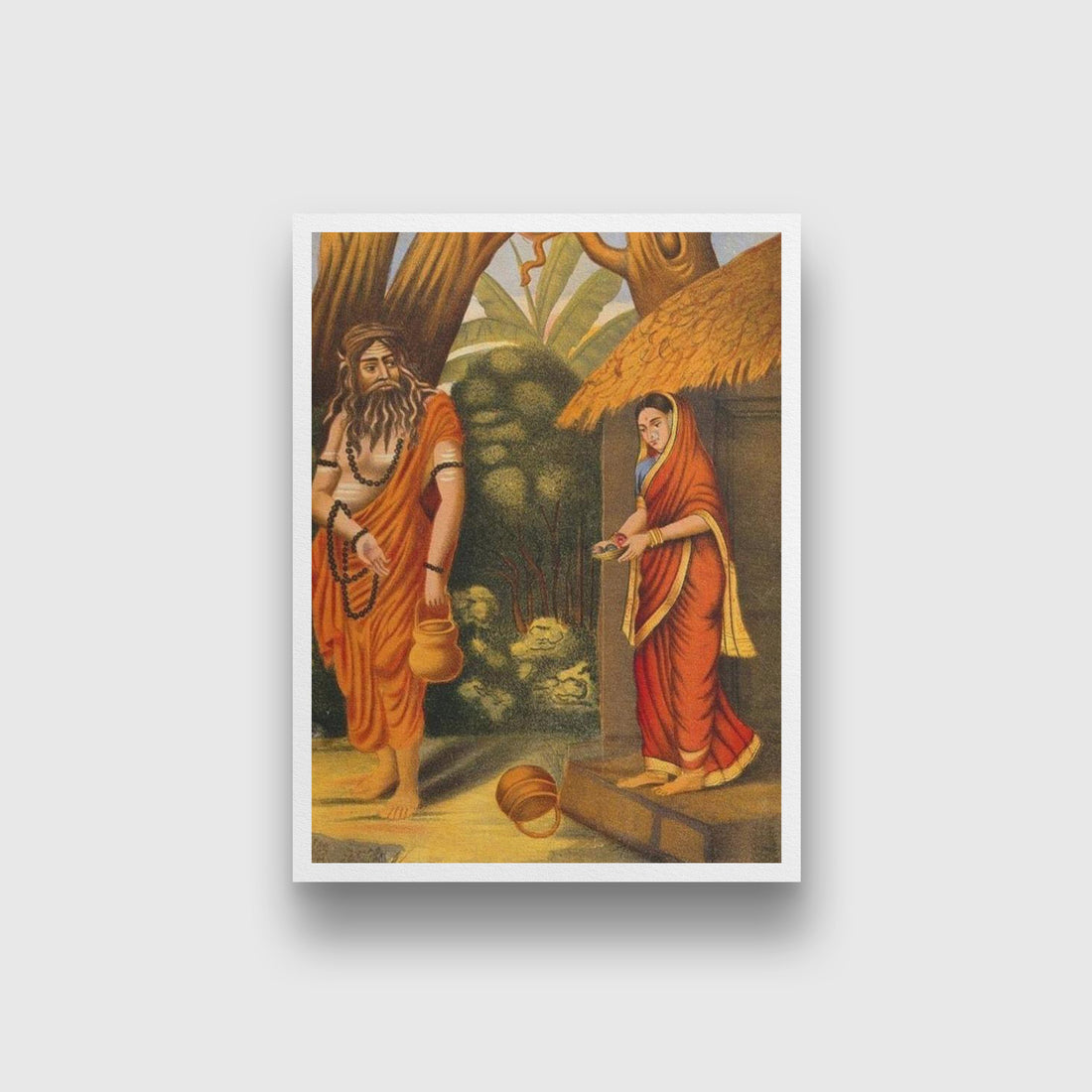 A disguised Ravana luring Sita away Painting-Meri Deewar 3 : 4 Vertical Premium Wall Art Canvas by MeriDeewar