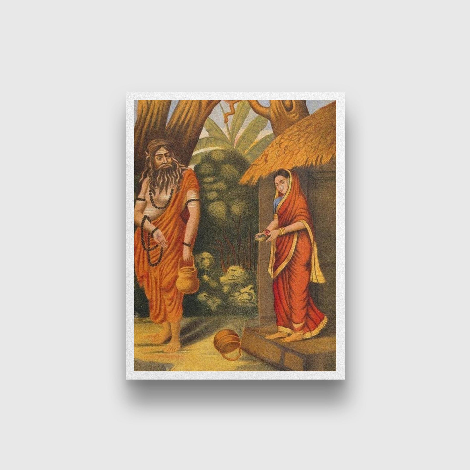 A disguised Ravana luring Sita away Painting-Meri Deewar 3 : 4 Vertical Premium Wall Art Canvas by MeriDeewar