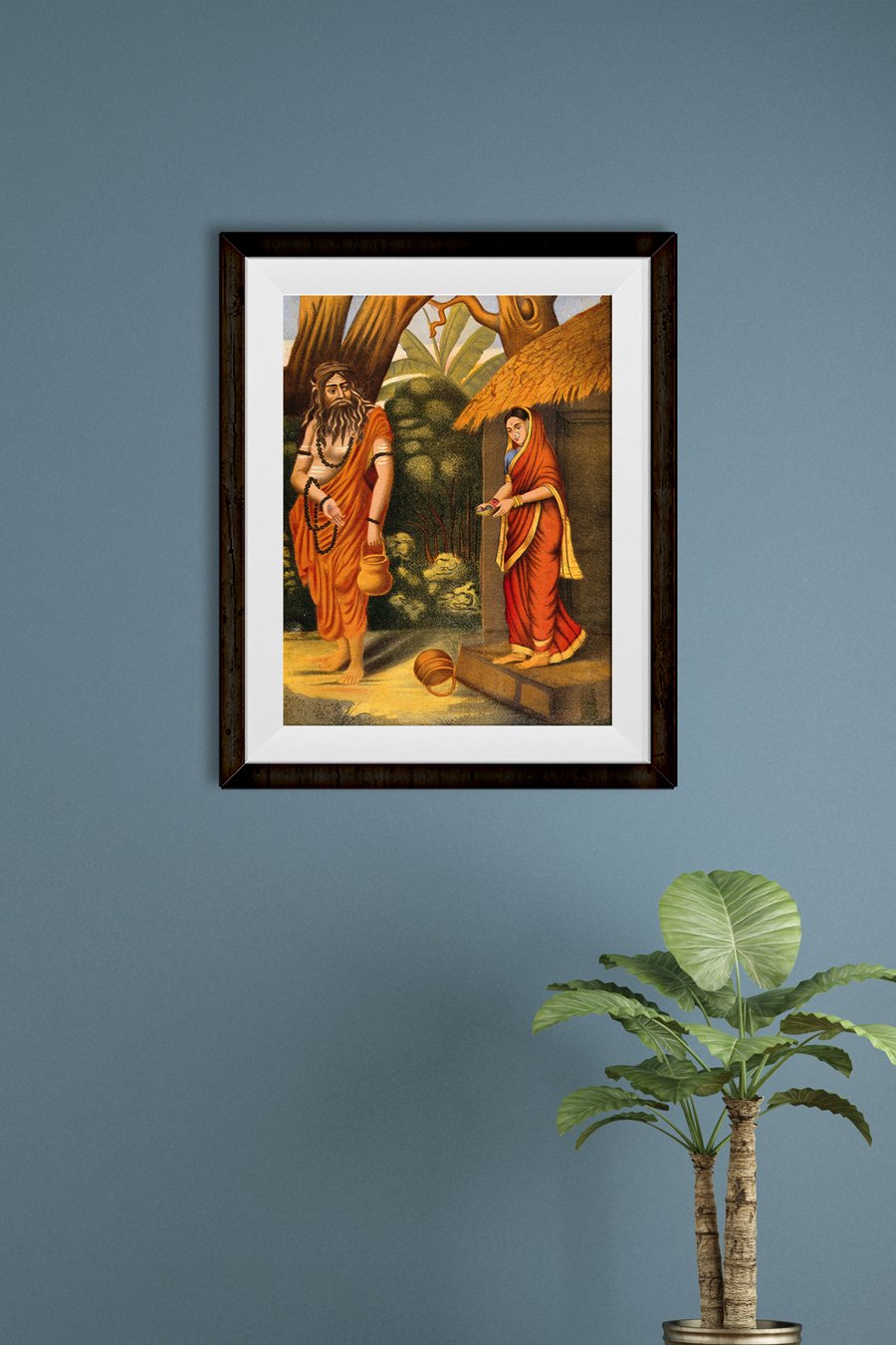 A disguised Ravana luring Sita away Painting-Meri Deewar 3 : 4 Vertical Premium Wall Art Canvas by MeriDeewar