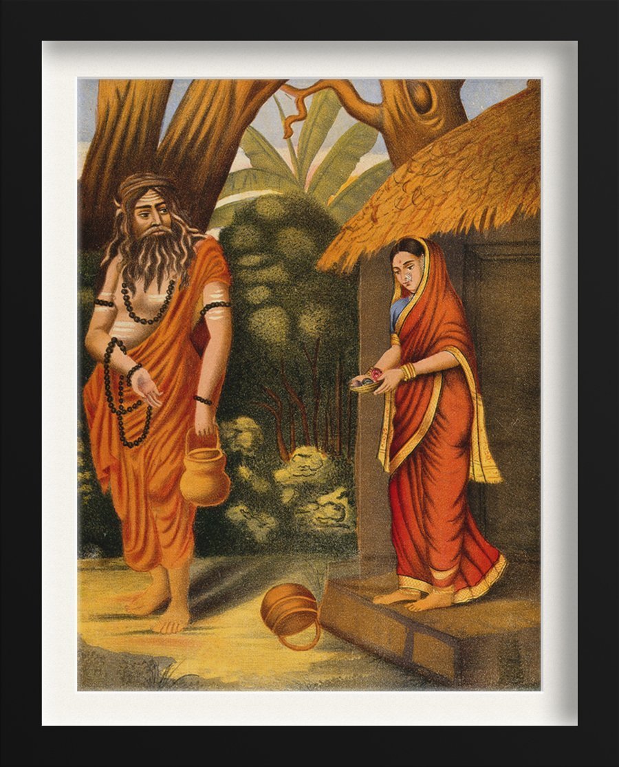 A disguised Ravana luring Sita away Painting-Meri Deewar 3 : 4 Vertical Premium Wall Art Canvas by MeriDeewar