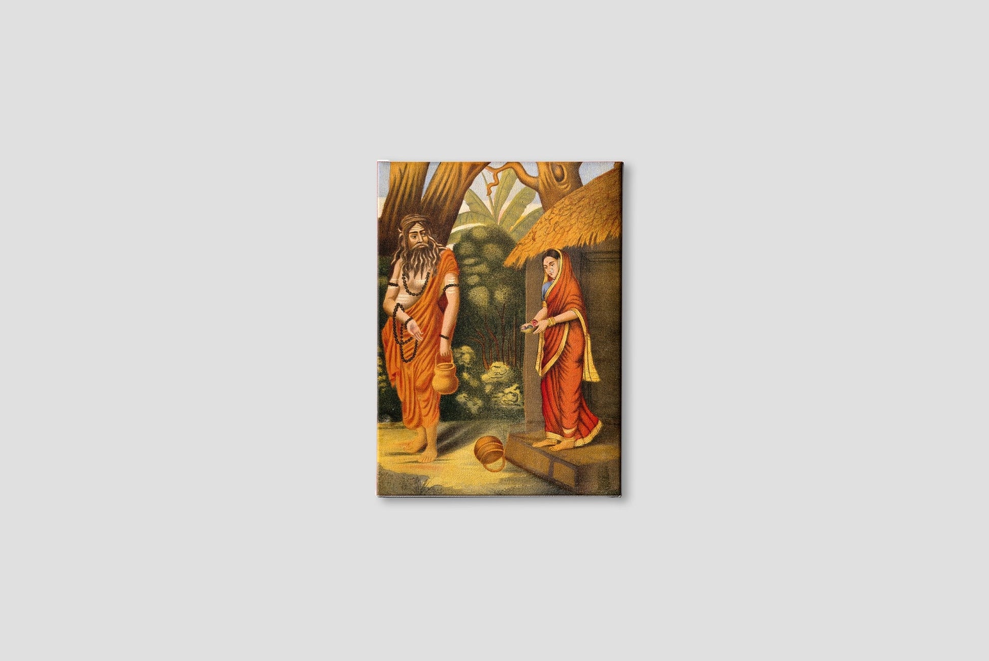 A disguised Ravana luring Sita away Painting-Meri Deewar 3 : 4 Vertical Premium Wall Art Canvas by MeriDeewar