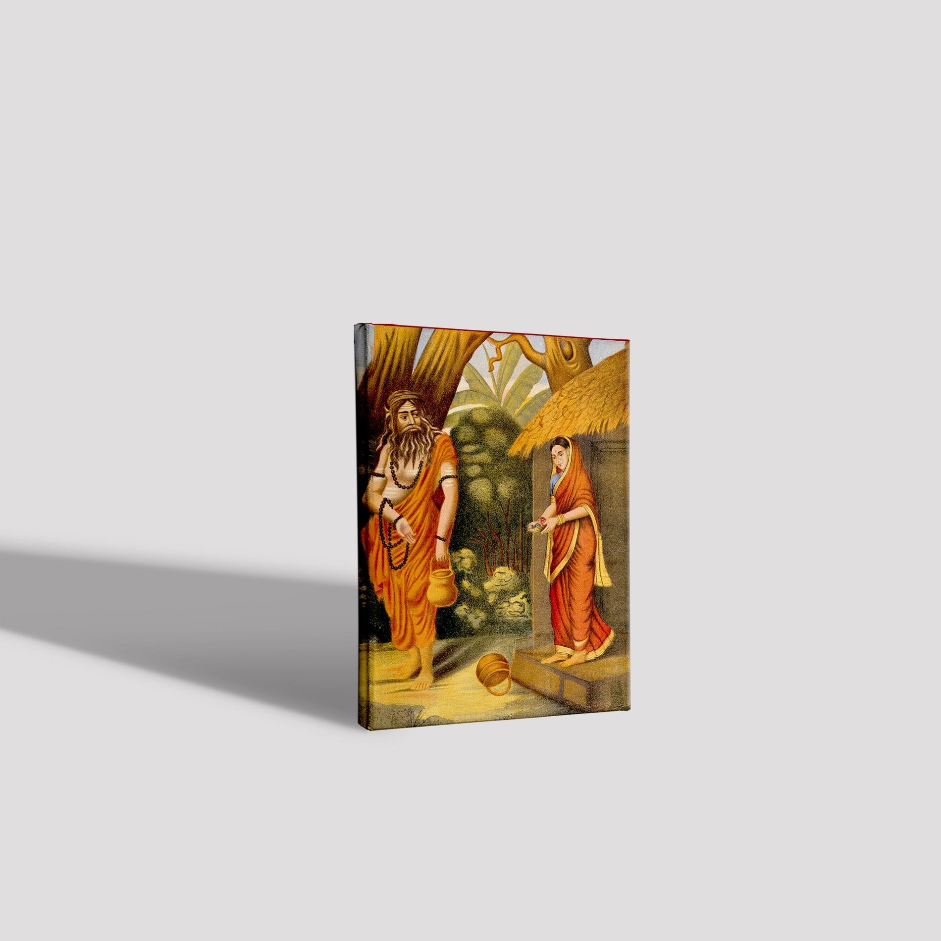 A disguised Ravana luring Sita away Painting-Meri Deewar 3 : 4 Vertical Premium Wall Art Canvas by MeriDeewar
