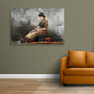A Fishergirl Baiting Lines painting - Meri Deewar 3 : 2 Horizontal Premium Wall Art Canvas by MeriDeewar
