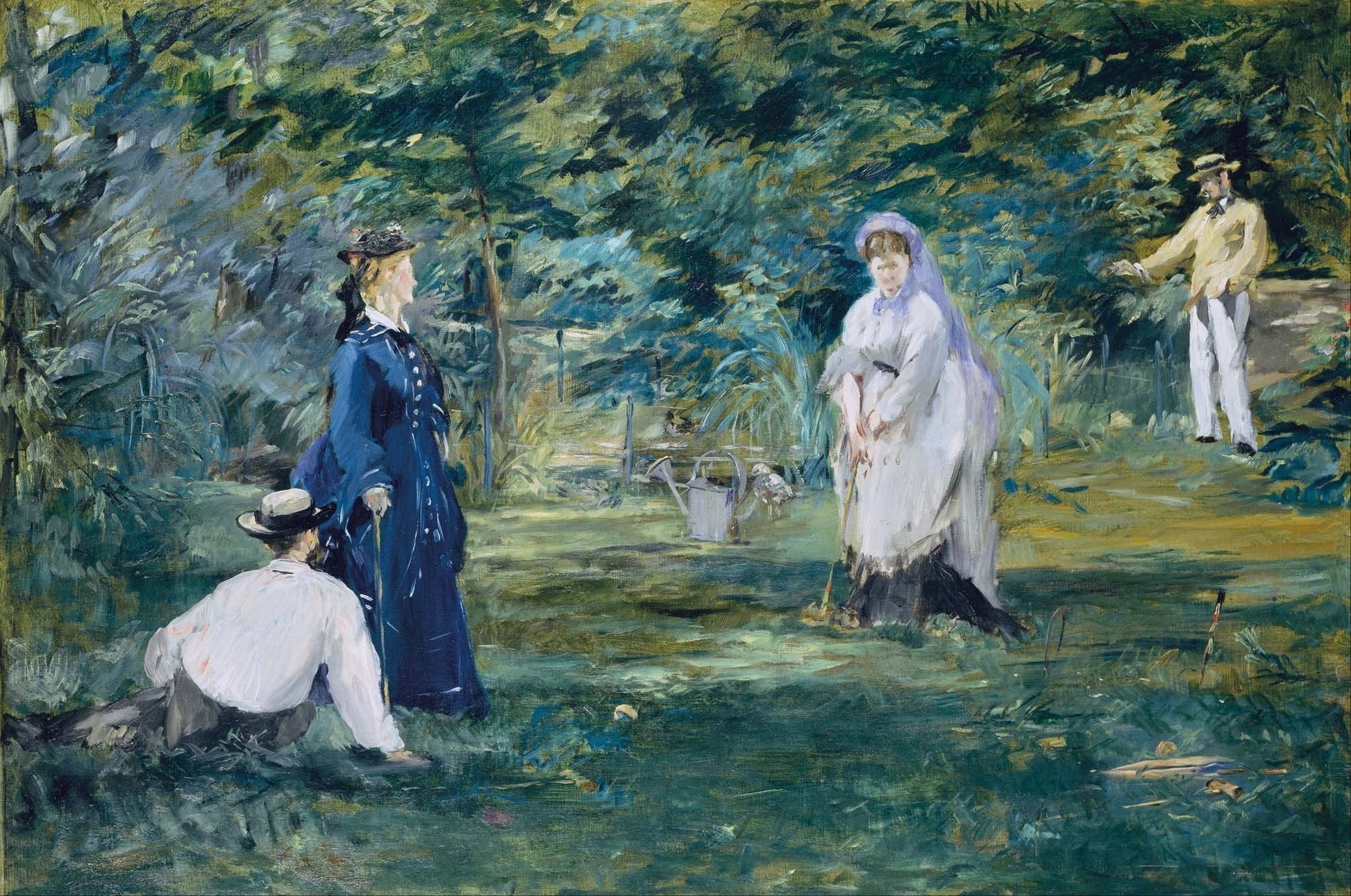 A Game of Croquet Painting - Meri Deewar 3 : 2 Horizontal Premium Wall Art Canvas by MeriDeewar