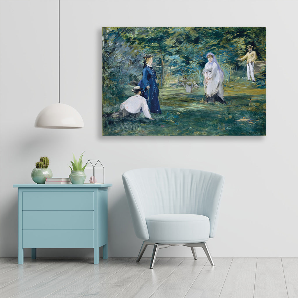 A Game of Croquet Painting - Meri Deewar 3 : 2 Horizontal Premium Wall Art Canvas by MeriDeewar