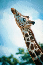 A giraffe looking and listening Painting - Meri Deewar 2 : 3 Vertical Premium Wall Art Canvas by MeriDeewar