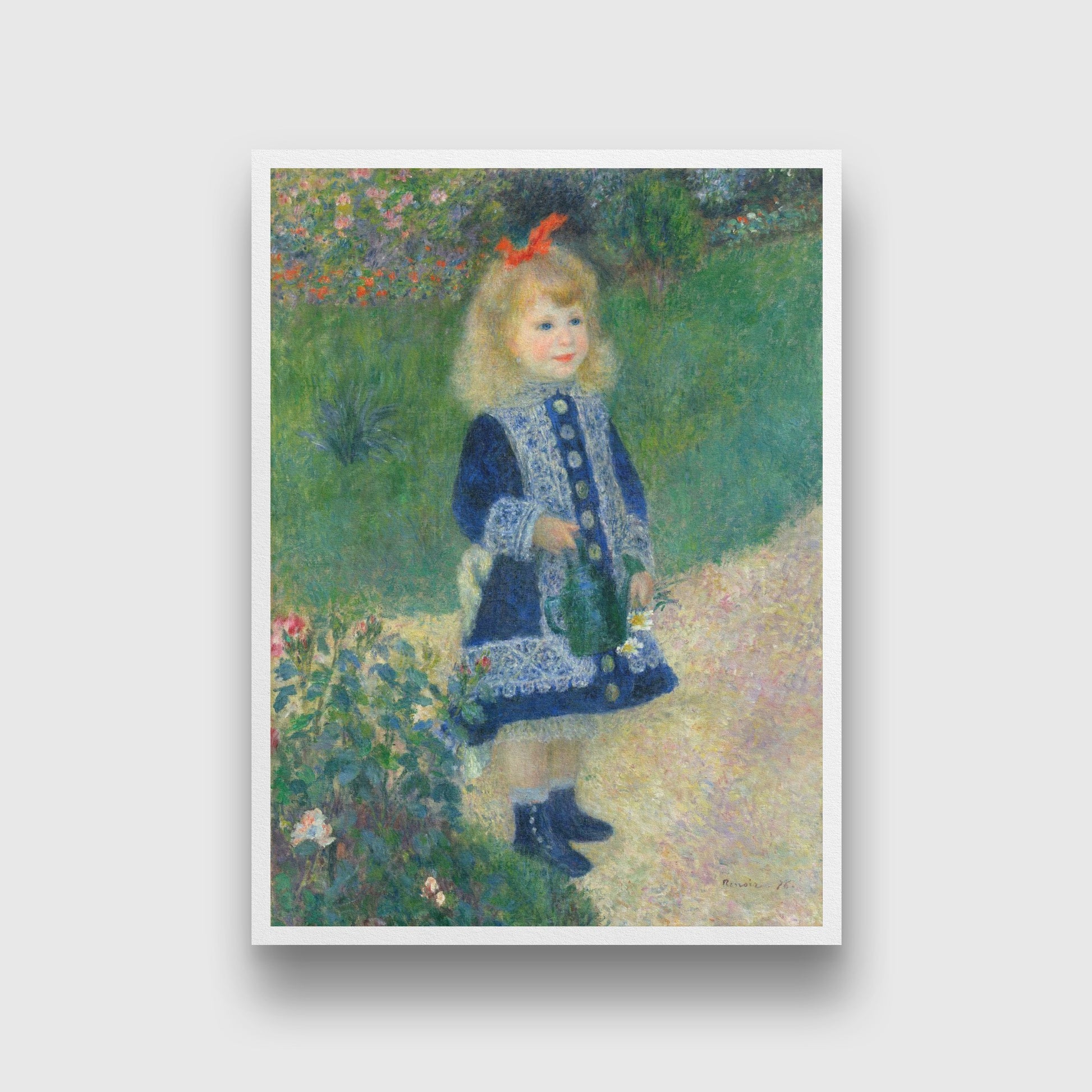 A Girl with a Watering Can Painting-Meri Deewar 3 : 4.2 Vertical Premium Wall Art Canvas by MeriDeewar