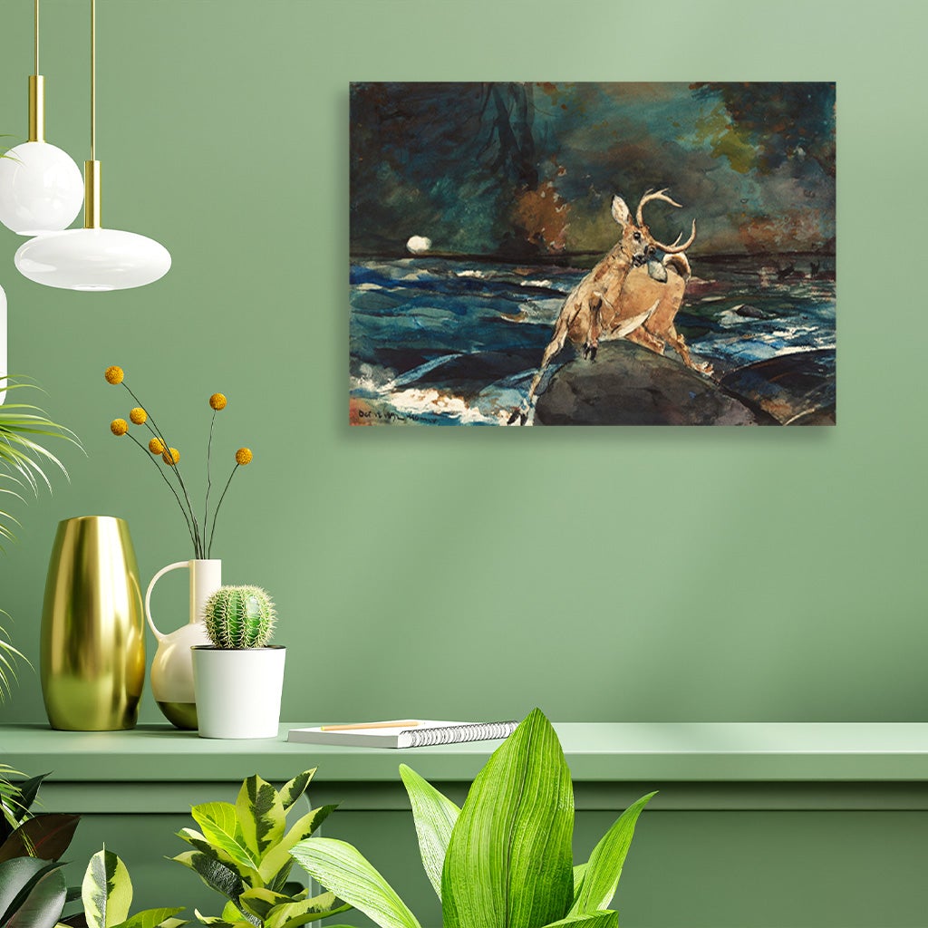 A Good Shot Adirondacks painting - Meri Deewar 3 : 2 Horizontal Premium Wall Art Canvas by MeriDeewar