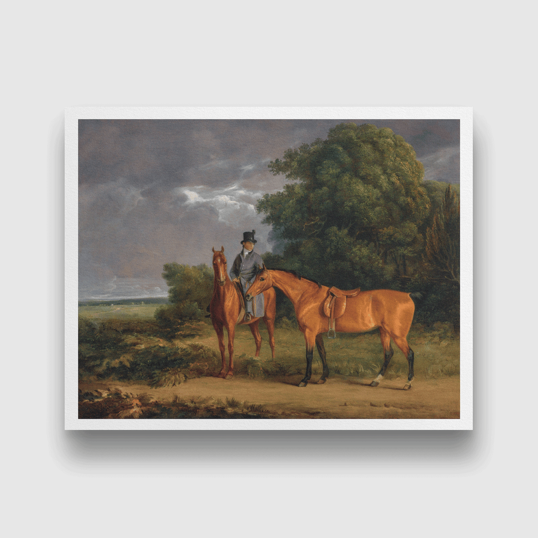 A Groom Mounted on a Chestnut Hunter Painting 5 : 4 Horizontal Premium Wall Art Canvas by MeriDeewar