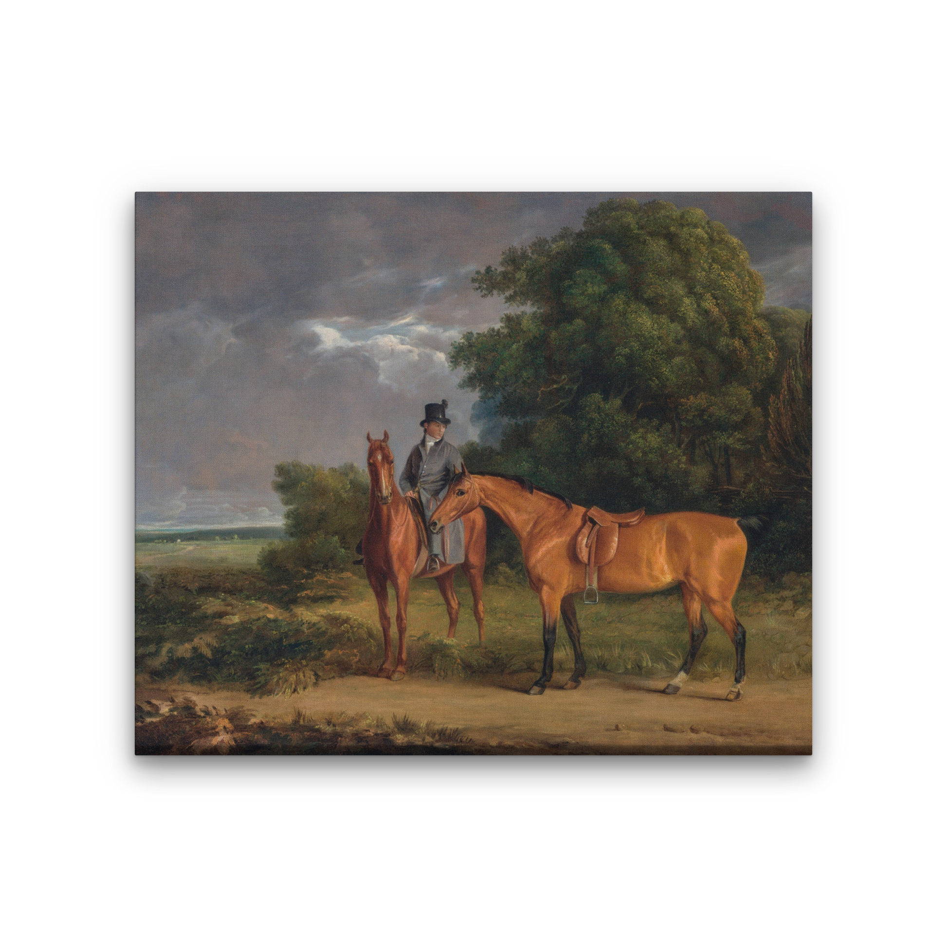 A Groom Mounted on a Chestnut Hunter Painting 5 : 4 Horizontal Premium Wall Art Canvas by MeriDeewar