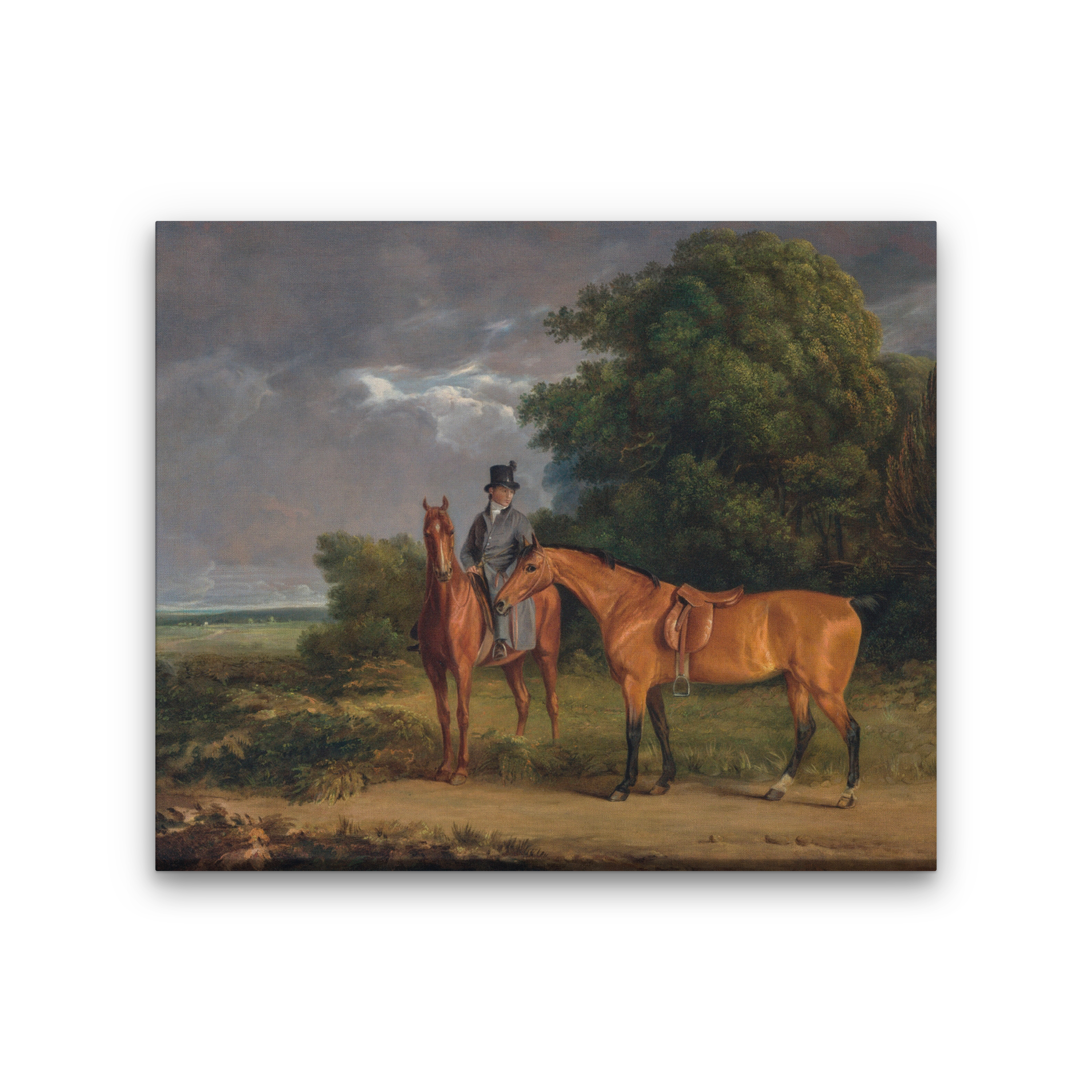 A Groom Mounted on a Chestnut Hunter Painting 5 : 4 Horizontal Premium Wall Art Canvas by MeriDeewar