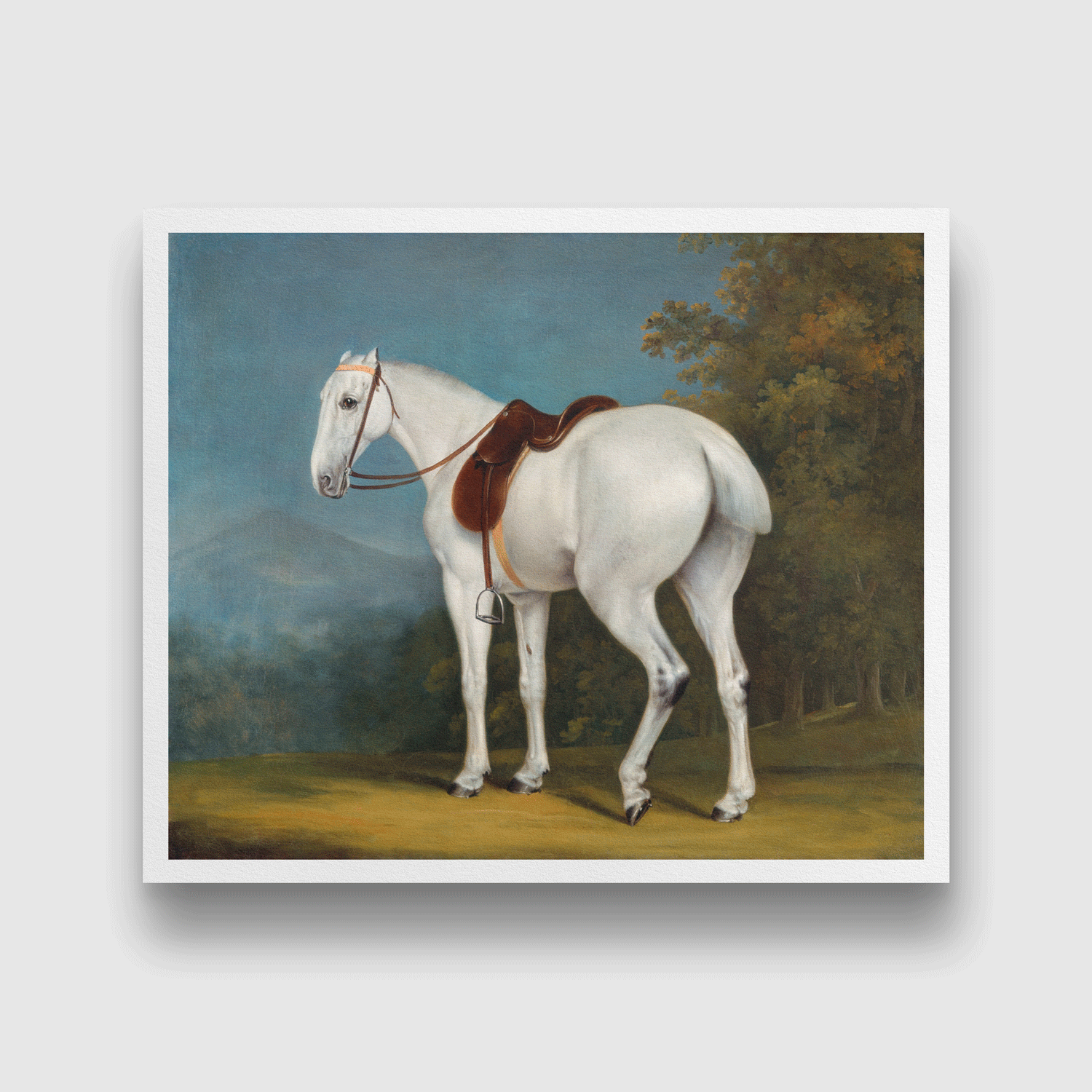A Lady's Grey Hunter Painting 6 : 5 Horizontal Premium Wall Art Canvas by MeriDeewar