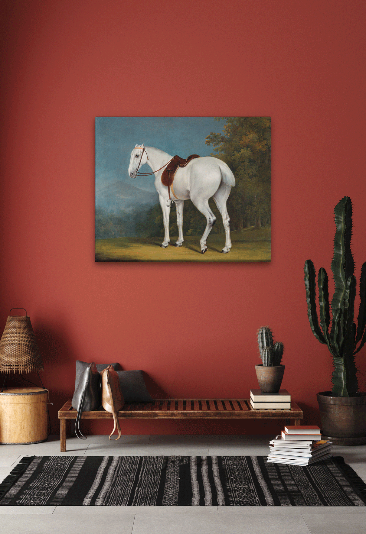 A Lady's Grey Hunter Painting 6 : 5 Horizontal Premium Wall Art Canvas by MeriDeewar