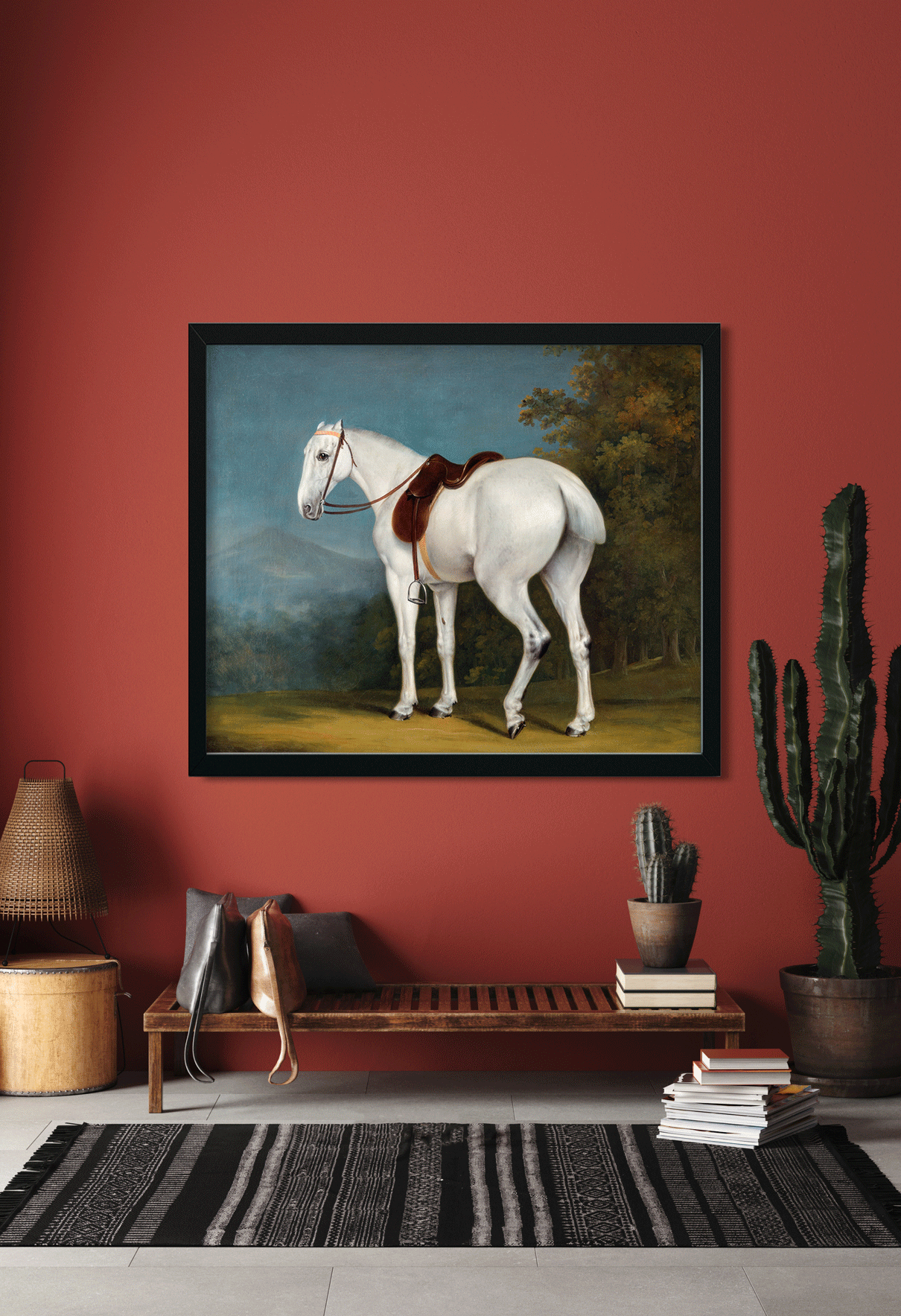 A Lady's Grey Hunter Painting 6 : 5 Horizontal Premium Wall Art Canvas by MeriDeewar