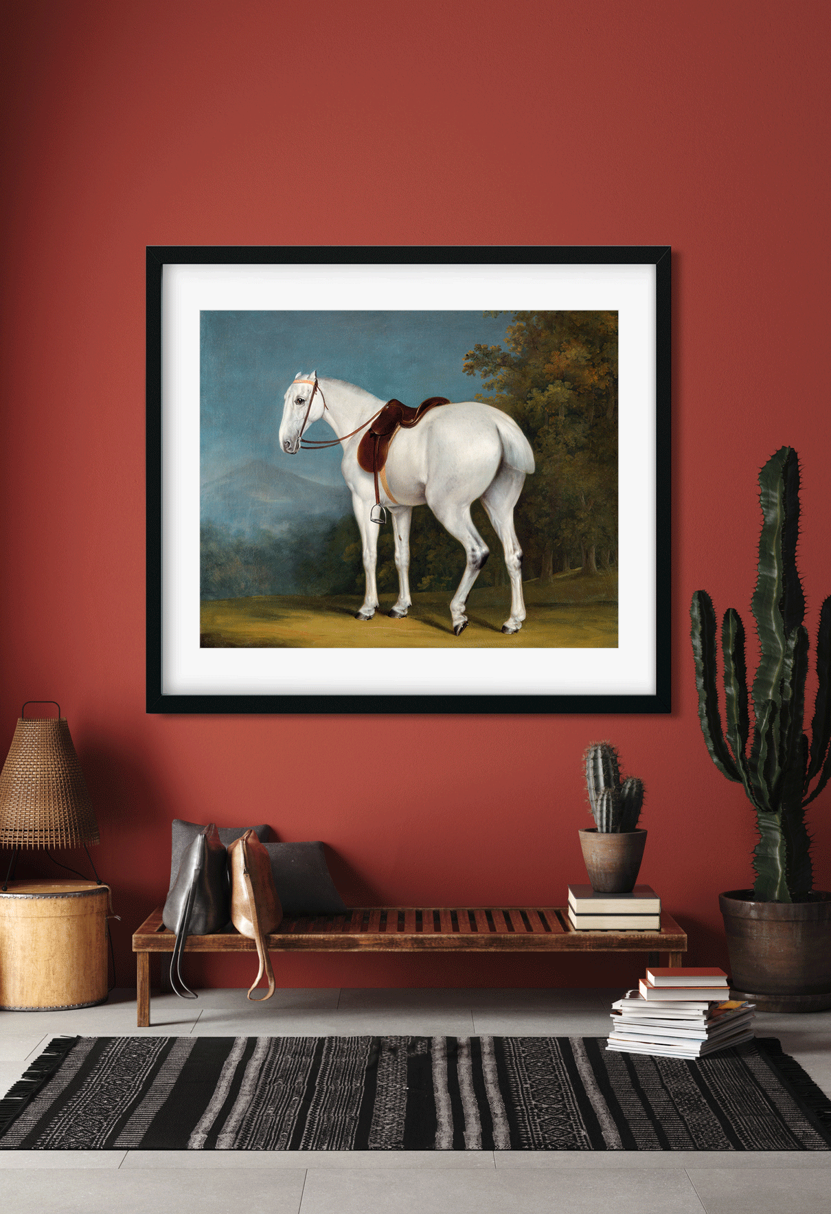 A Lady's Grey Hunter Painting 6 : 5 Horizontal Premium Wall Art Canvas by MeriDeewar
