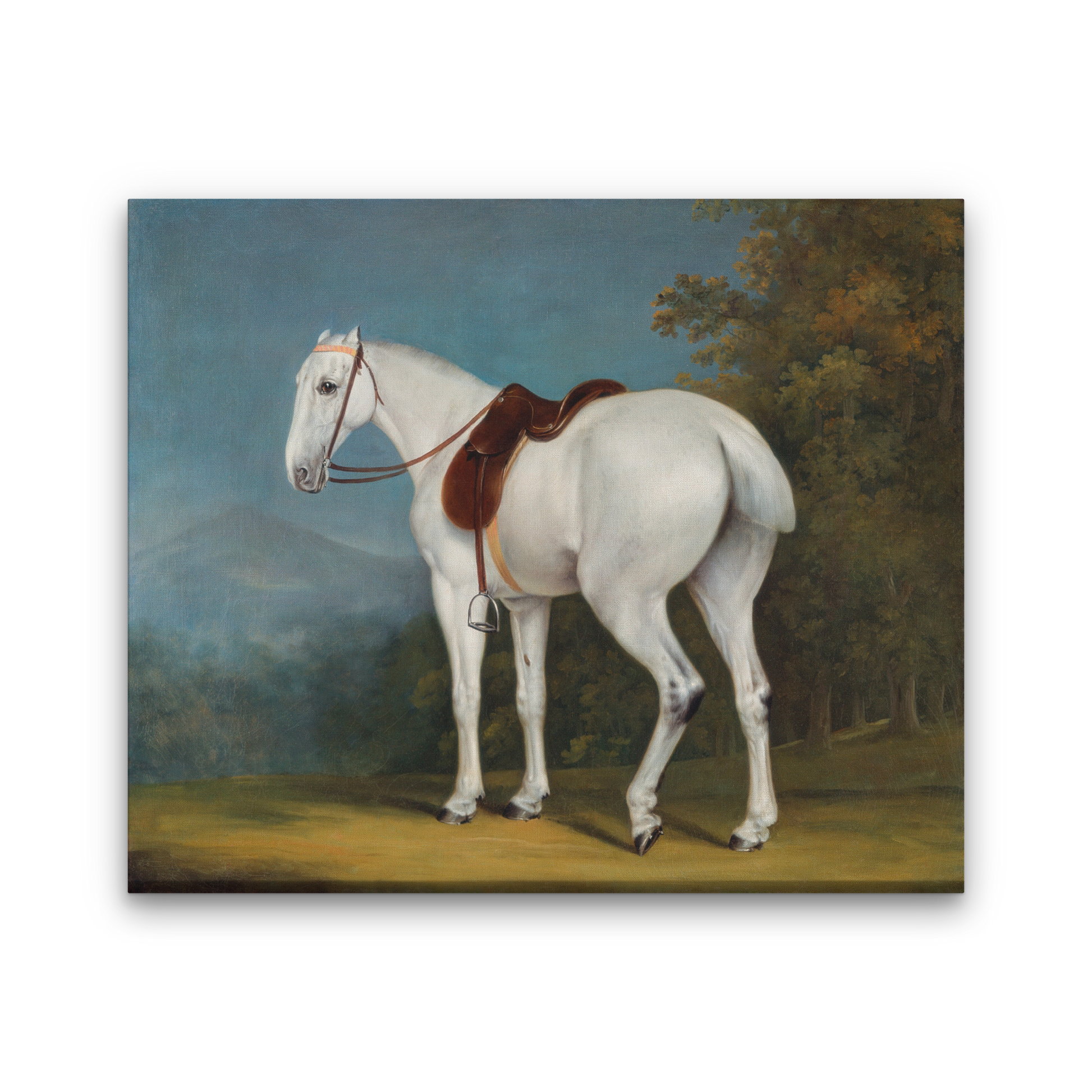 A Lady's Grey Hunter Painting 6 : 5 Horizontal Premium Wall Art Canvas by MeriDeewar