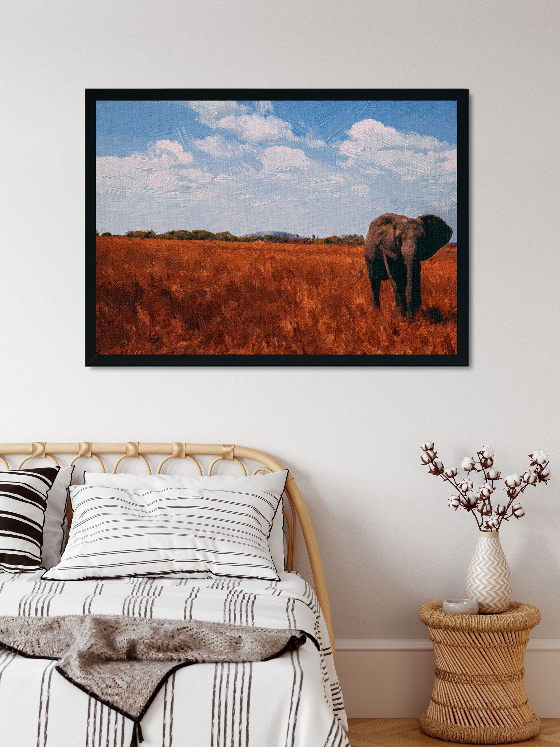 A male Asian elephant Painting - Meri Deewar 3 : 2 Horizontal Premium Wall Art Canvas by MeriDeewar