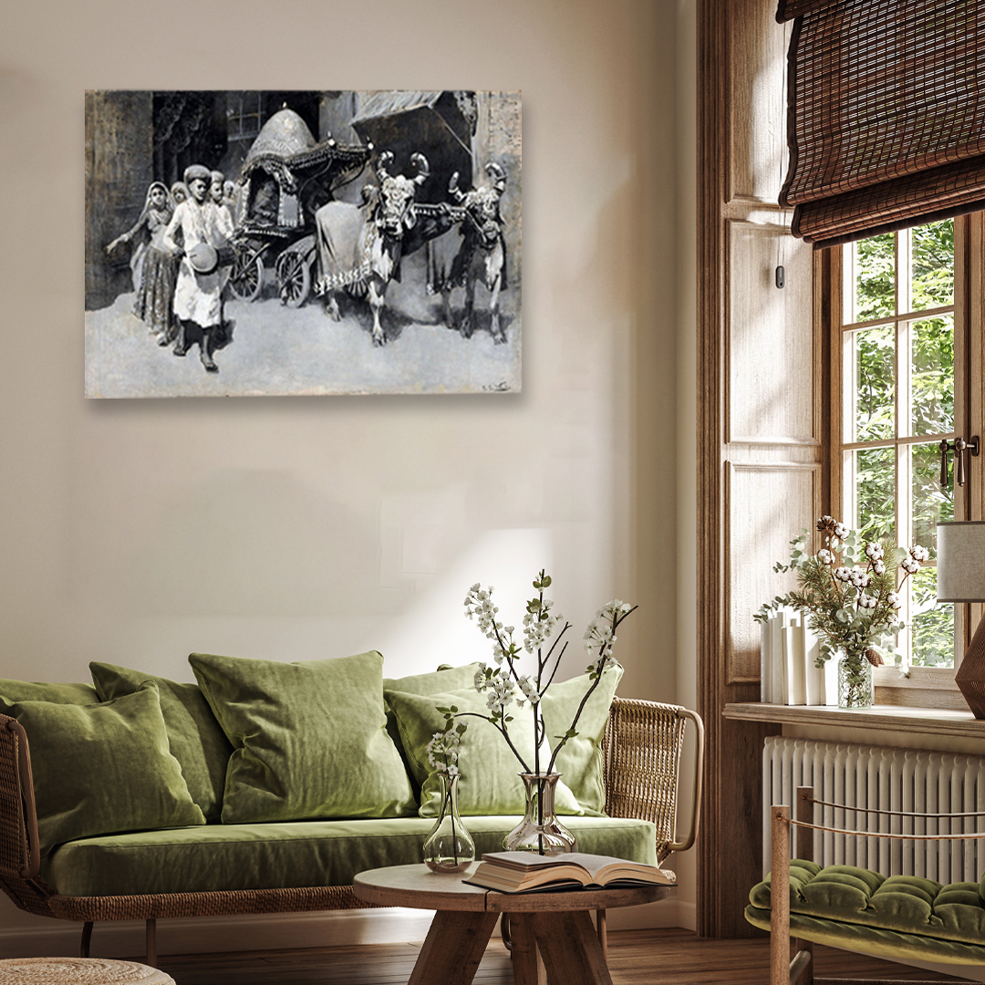 A Marriage Procession in India Painting 3 : 2 Horizontal Premium Wall Art Canvas by MeriDeewar