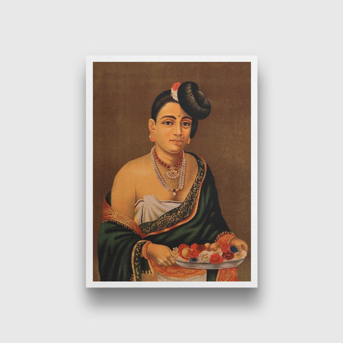 A Nayar lady with distinctive hairstyle Painting-Meri Deewar 4 X 5.5 Vertical Premium Wall Art Canvas by MeriDeewar