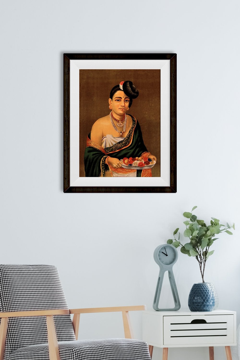 A Nayar lady with distinctive hairstyle Painting-Meri Deewar 4 X 5.5 Vertical Premium Wall Art Canvas by MeriDeewar