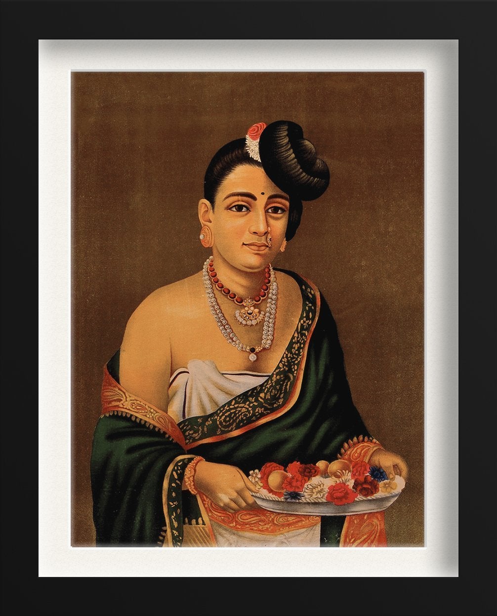 A Nayar lady with distinctive hairstyle Painting-Meri Deewar 4 X 5.5 Vertical Premium Wall Art Canvas by MeriDeewar