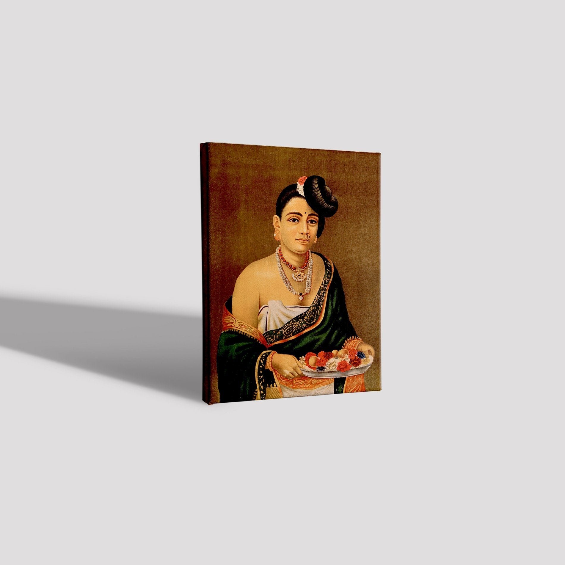 A Nayar lady with distinctive hairstyle Painting-Meri Deewar 4 X 5.5 Vertical Premium Wall Art Canvas by MeriDeewar