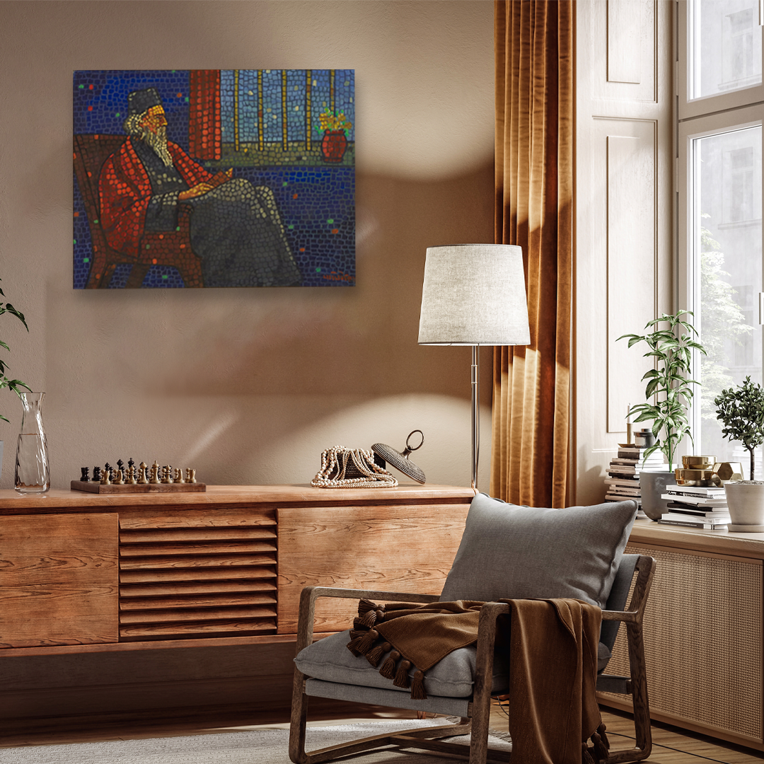 A Portrait Painting of Rabindranath Tagore by Jamini Roy Aka Kabuliwala Painting 4 : 3 Horizontal Premium Wall Art Canvas by MeriDeewar