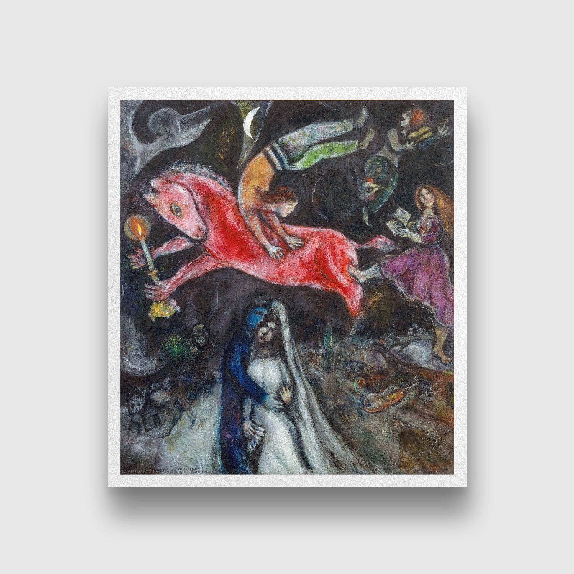 A red horse Painting - Meri Deewar 1 : 1 Square Premium Wall Art Canvas by MeriDeewar