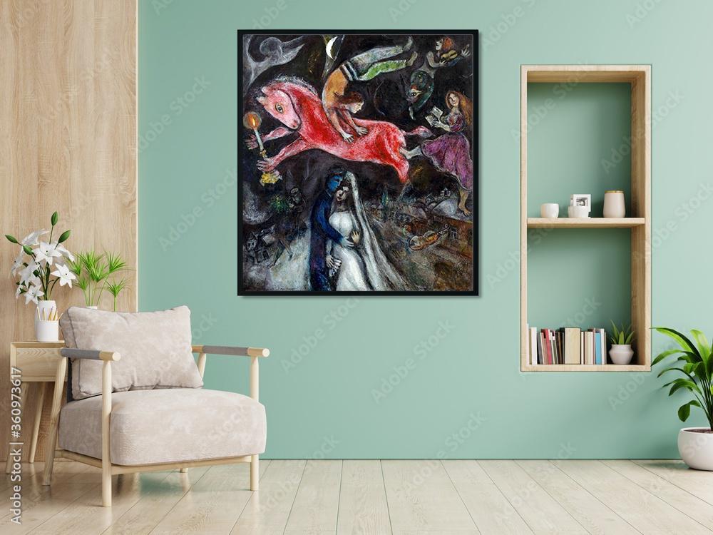 A red horse Painting - Meri Deewar 1 : 1 Square Premium Wall Art Canvas by MeriDeewar