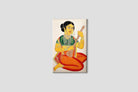A-seated-courtesan-playing-a-sitar Painting-Meri Deewar 2 : 3 Vertical Premium Wall Art Canvas by MeriDeewar