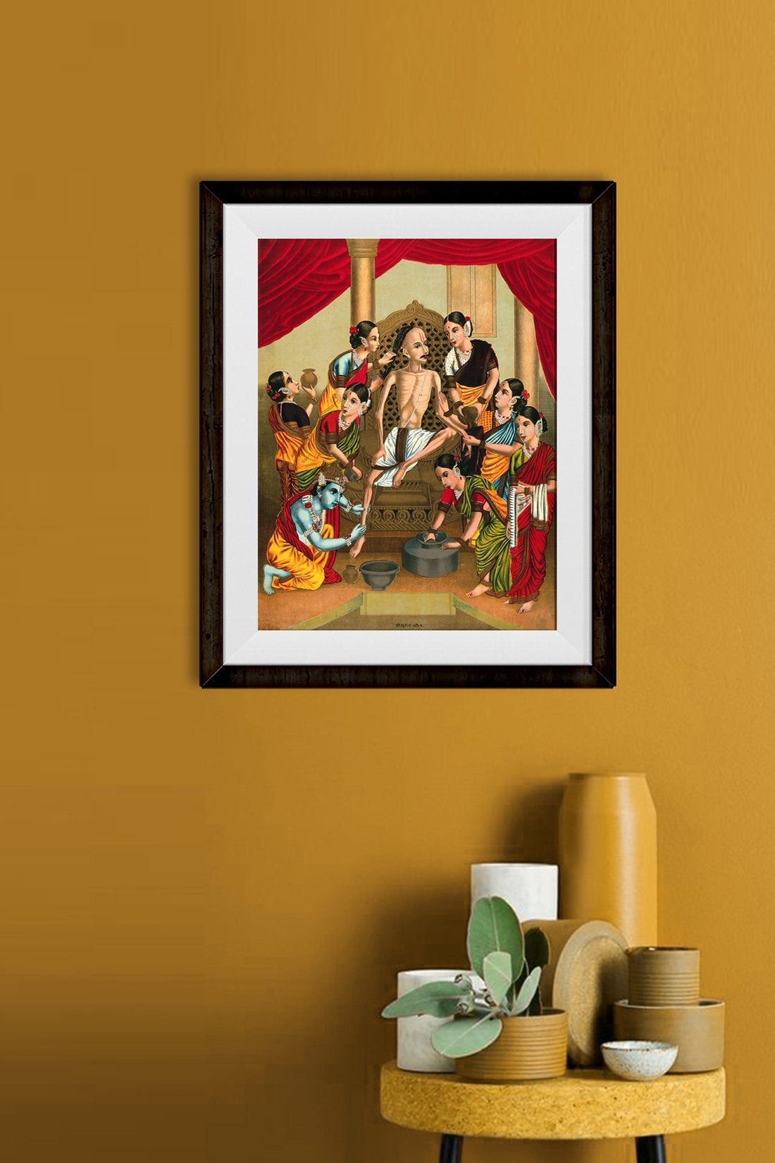 A seven women and Krishna Painting-Meri Deewar 3 : 4 Vertical Premium Wall Art Canvas by MeriDeewar