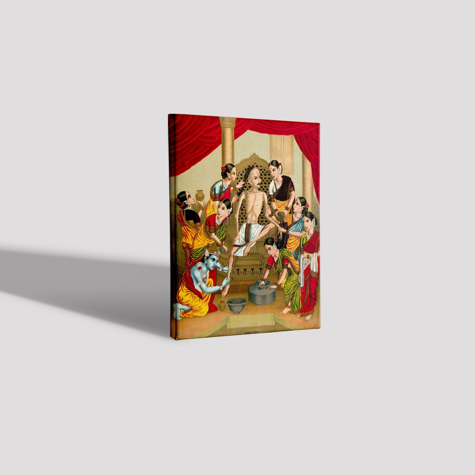 A seven women and Krishna Painting-Meri Deewar 3 : 4 Vertical Premium Wall Art Canvas by MeriDeewar