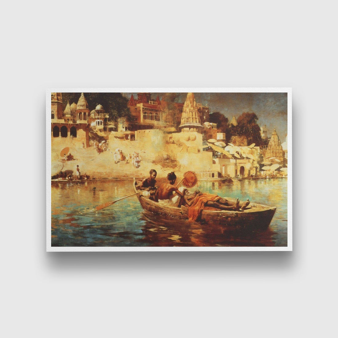A Souvenir of the Ganges Painting - Meri Deewar 3 : 2 Horizontal Premium Wall Art Canvas by MeriDeewar